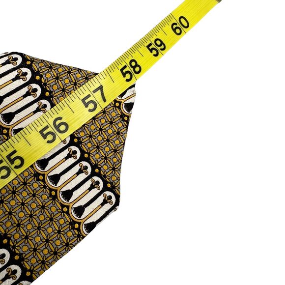 Designer Mens 100% Silk Dress Tie Made in Italy Gold Geometric Print 58" 3.75"‎ - Picture 9 of 9